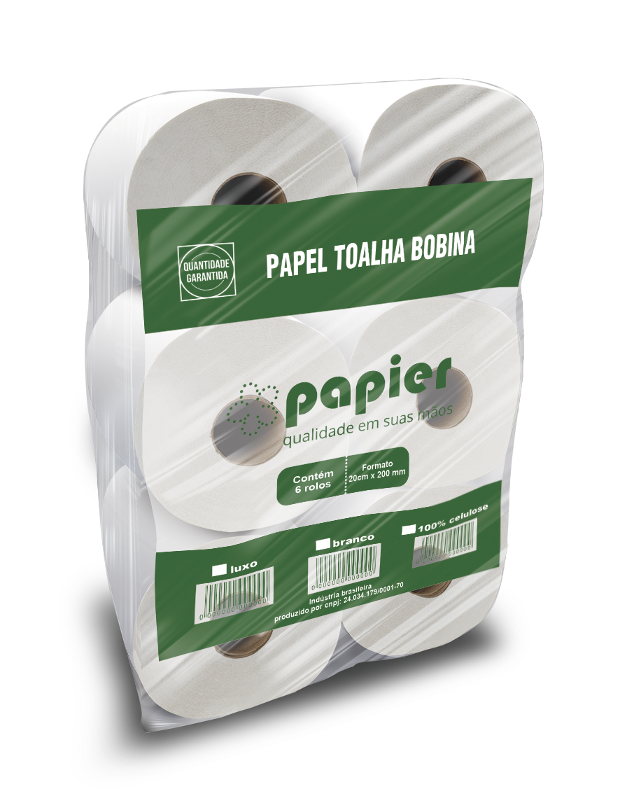 PAPEL TOALHA  BOBINA 100% CELULOSE EXTRA 6X20X200MTS PAPIER