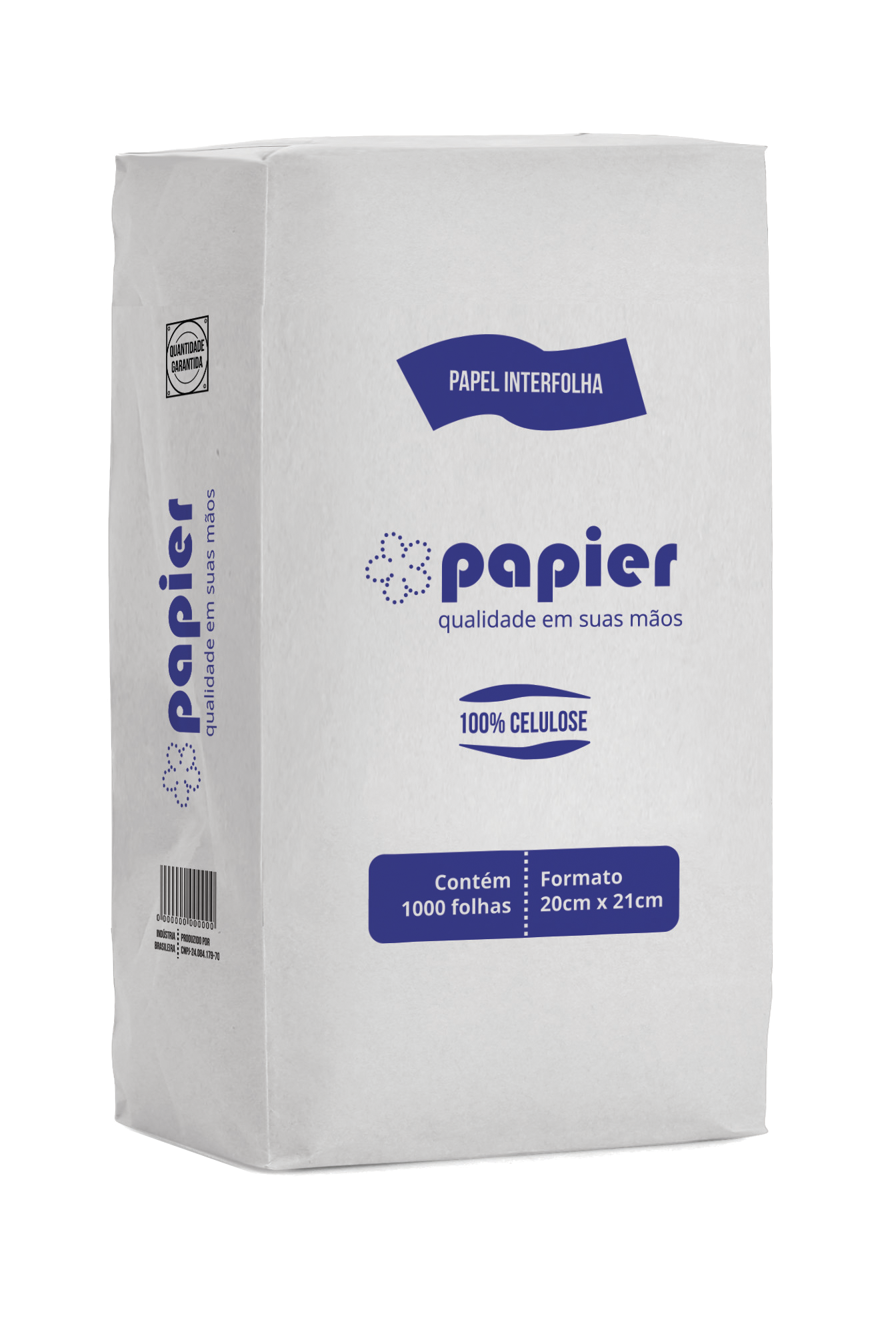 Papel Toalha Interfolhado 20x21 100% celulose Papier c/ 1.000 fls