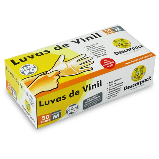 LUVA VINIL DESCARPACK C 100 UNID