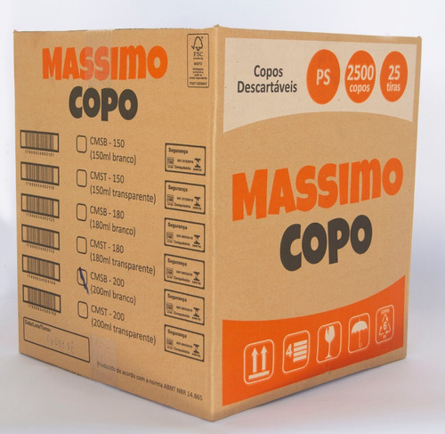 Copo descartável 50ml ps Massimo com 5000 unidades