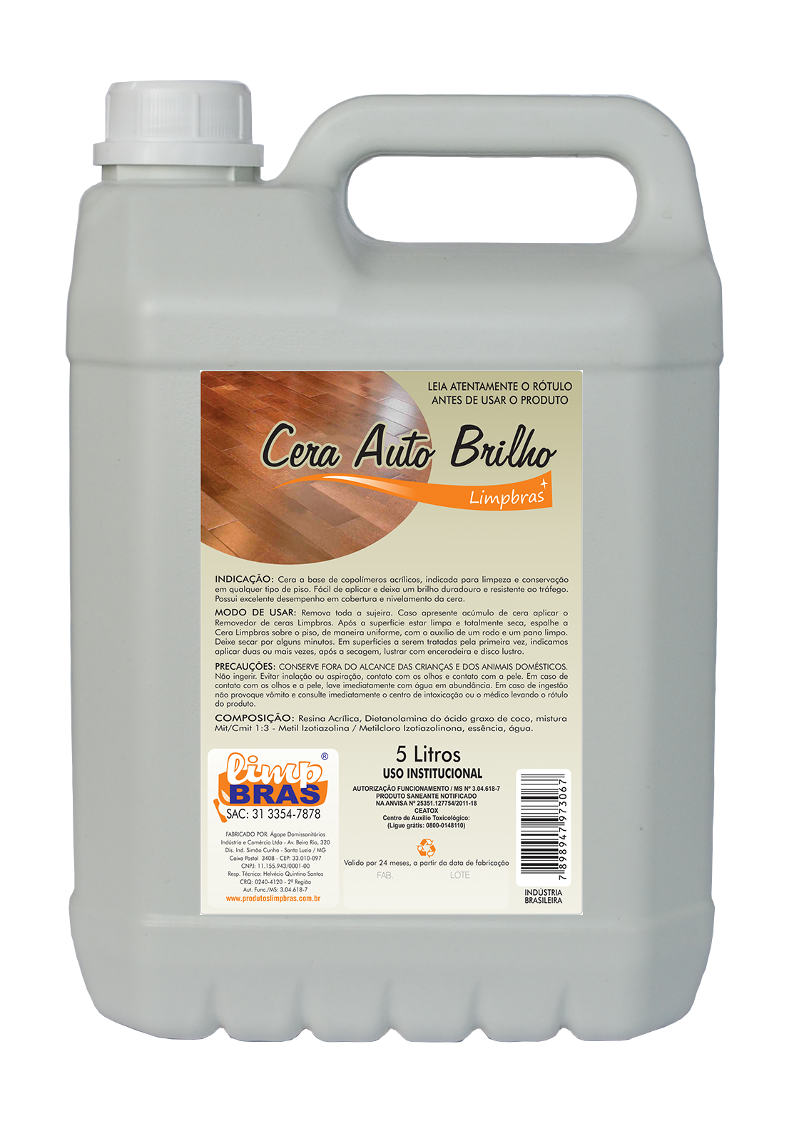 CERA AUTO BRILHO LIMPBRAS 5L