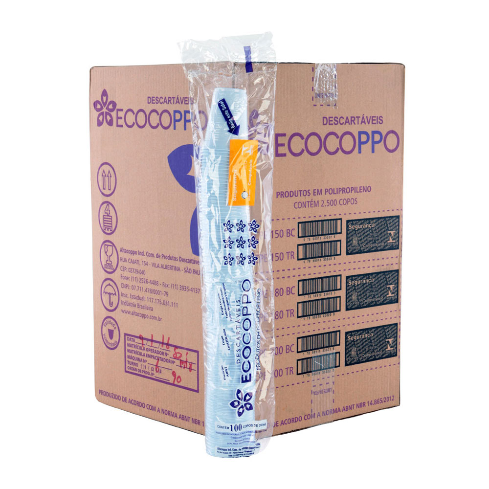 COPO DESCARTÁVEL 200ML ECOCOPPO PP C 2500 UNID