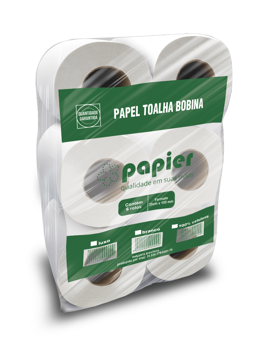 PAPEL TOALHA BOBINA BRANCA 28G 6X20X100MTS PAPIER